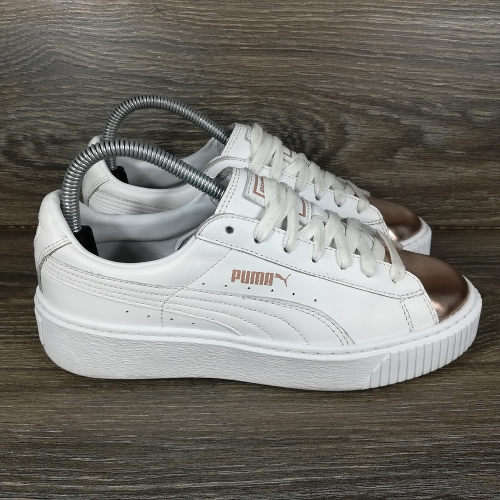 Puma Basket Platform Rose Gold Sneakers Women's Size 7.5